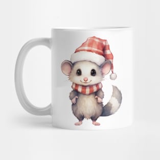 Virginia Opossum in Santa Hat Mug